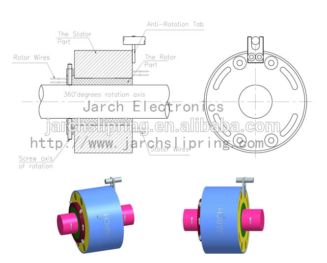 JARCH Złącze OD 38.1mm / 99mm Przewodniki poprzez pierścień ślizgowy wysokiej częstotliwości